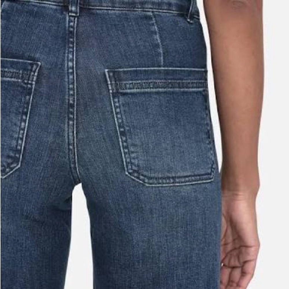 Frame Le Slim Palazzo Bardot Pocket Jeans in Thunderstorm - Picture 4 of 14